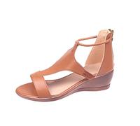 Women's Summer Flat Sandals - Women's Summer Mid Band, Ankle Strap, Open Toe, Thin Sole, Brown Black, Daily Walking, Sea Travel, Soft Footwear, brown, 5 UK