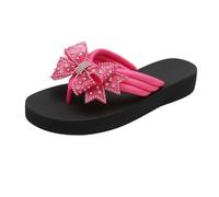 Women's Summer Flip Flops with Wedge - Sandals for Women Low Comfortable Slippers with Rhinestones Large Numbers Beach Anti-Skavel Casual Shoes for Walking Holiday Travel, hot pink, 8 UK