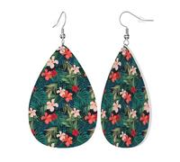 Womens summer hawaiian Print Leather Earrings Teardrop Dangle Earrings Jewelry Outfits Accessories