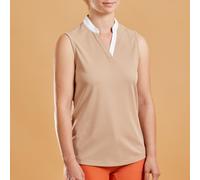 Women's Summer Horse Riding Mesh Tank Top/sleeveless Polo Shirt 500 - Nougat
