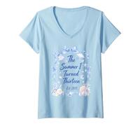 Women's Summer I Turned Thirteen Est 2013 Girls 13 Yrs Old 13th Bday V-Neck T-Shirt