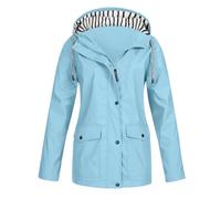 Women's Summer Jacket, Women's Lightweight Rain Jackets Plus Size Hooded Breathable Running Raincoats Active Trench Windbreaker with Hood for Cycling Hiking Gifts for Her,Light Blue,XL,U177K