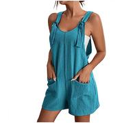 Womens Summer Jumpsuits Linen Dungarees for Women Uk Casual Jumpsuits Women's Jumpsuits & Playsuits Dungarees Shorts Wide Leg Jumpsuit Ladies Dungarees Loose Jumpsuit Overalls Rompers for Women Uk