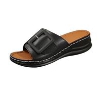 Women's Summer Low Wedge Wedge Sandals Sliders Hundreds Of Flat Slippers Female Outside Wear Open Toe Slope With A Footstool Shoes Black Sliders Women Size 3 Womens Slider Slippers (Black,7.5)