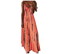 Womens Summer Maxi Boho Beach Dresses Floral Print Dress V Neck Sleeveless Spaghetti Strappy High Waist Flowy Long Midi Dresses A-Line Sundresses Holiday Essentials Loungewear Clothes