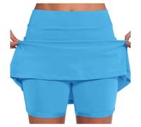 Women's Summer Mini Skirt Leisure Sports Skirt Lightweight Breathable Sports Skort Pockets Fashion Golf Skorts Summer Under-Skirts Outdoor Versatile Skirt, sky blue, XL