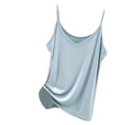 Women's Summer Modal Camisole Spaghetti Strap V Neck Slim Fit Tank Tops Fashion Thin Soft Solid Plain Casual Vest Tops Trendy Lounge Sleeveless Basic Layer for Ladies (Light Blue, L)