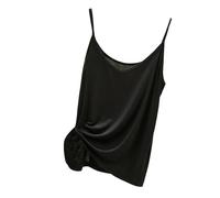 Women's Summer Modal Camisole Spaghetti Strap V Neck Slim Fit Tank Tops Fashion Thin Soft Solid Plain Casual Vest Tops Trendy Lounge Sleeveless Basic Layer for Ladies (Black, XXL)