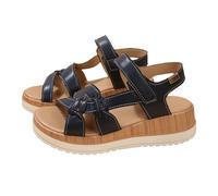 Women's Summer New Roman Open Toe Thick Bottom Sandals Casual Comfortable Slope Heel Beach Sandals Indoor Sandals for Women (Blue, 4)