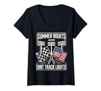 Women's Summer Nights and Dirt Track Lights Dirt Track V-Neck T-Shirt