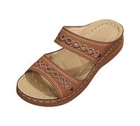 Women's Summer Open Sandals Women's Summer Platform Wedge Sandals Lightweight Beach Sandals Soft Leisure Sandals Comfortable Barefoot Sandals Hollow Out Breathable Slip-On Shoes Outdoor Sandals, brown
