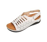 Womens Summer Open Toe Flat Sandals Women's Beach Shoes Summer Platform Slides Buckle Ankle Strap Open Toe Walking Comfy Casual Buckle Sandals White Wedge for Women Size 4 Sandels (White,7.5)