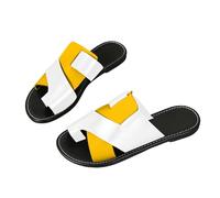 Women's Summer Open Toe Flat Sandals Women's Slippers Color Matching Summer Toe One Line Foreign Trade Fish Mouth Casual Slippers Slipper Sliders With Strap Womens Size 4 Black (Beige,7-7)