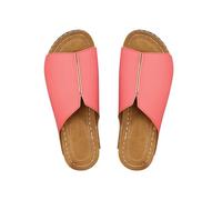 Womens Summer Open Toe Slide Sandals Comfortable Soft Sole Casual Flat Mules for Ladies Red
