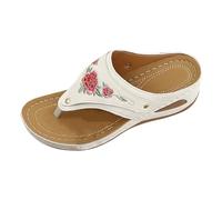 Womens Summer Open Toe Wedge Sandals Sliders Ladies Sandals New Summer Europe And The US Style Stitching Hollow Slope With PU Clip Foot Slippers Designer Sliders Ladies Womens Size 9 (White,37)