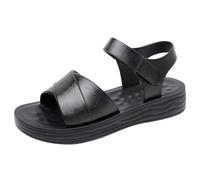 Women's Summer Orthopedic Flatform Sandals Casual Style Thick Sandals With Exposed Toes And for Mothers Soft Lightweight for Middle And Gold Wedge Women Ladies (Black,5.5)