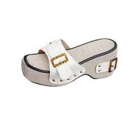 Women's Summer Orthopedic Platform Sandals Women's Hollow Flower Embroidered Sandals Heel Roman Platform Slippers Sliders Womens Black Bow Slippers Size 7.5 (White, 5.)