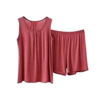 Women's Summer Pajamas Sets Plus Size Sleeveless Loose Casual Tops and Lightweight Elastic Waist Shorts Outfits Oversize Comfortable Lounge Sleepwear