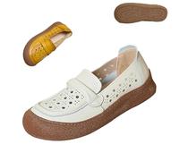 Women's Summer Penny Casual Shoes,Comfort Round Toe Slip-On Flat Dress Shoes Breathable Non-Slip Nurse Walking Loafers (Beige,36 EU)