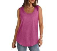 Women's Summer Plain Sleeveless Long Tank Tops Loose Casual Scoop Neck Cotton Tunic Tanks Lightweight Soft Running Workout T Shirt Sport Gym Basic Cami Vests