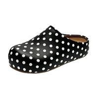 Women's Summer Platform Mules Vintage Polka Dot Clogs, black, 7 UK
