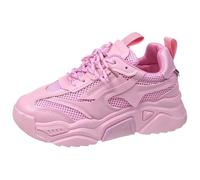 Women's Summer Platform Trainers, Comfortable Running Shoes with Lacing, pink, 4 UK