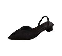 Women's Summer Pointed Toe Sandals with Low Heel - Elegant Summer Slippers Closed Front Sandals with Elastic Strap Open Back Slip On Shoes Easy to Put on Formal Fashion Shoes, Black, 9.5 UK