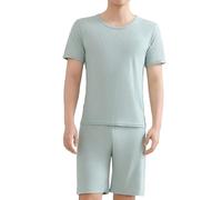 Womens Summer Pyjamas Sets Two Piece Pj Sets for Women Men Crew Neck Short Sleeve Tops and Loose Wide Leg Pants Summer Solid Color Pjs Set Loungewear Oversized Sleepwear with Drawstring