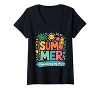 Women's Summer Remembering My Why Funny Beach Teacher V-Neck T-Shirt