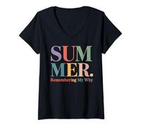 Women's Summer Remembering My Why Funny Teacher Break V-Neck T-Shirt