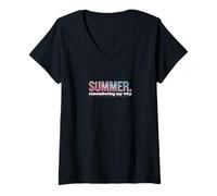 Women's Summer. Remembering My Why. Retro 80s Aesthetic Sign V-Neck T-Shirt