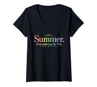 Women's Summer Remembering My Why Teacher Summer Break Mindfulness V-Neck T-Shirt