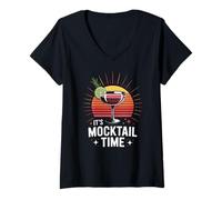 Womens Summer Retro Bar ITS MOCKTAIL TIME Mocktail Party V-Neck T-Shirt