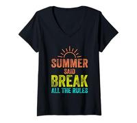 Womens Summer Said Break All The Rules Holiday Beach Travel V-Neck T-Shirt