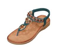 Women's Summer Sandals Boho Toe Post Flower Look Toe Separator Flat Sole Comfortable Slip On Lightweight Beach Shoes Toe Free Breathable Sandals Leisure Summer Shoes, 04 Dark Green, 8.5 UK