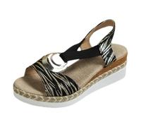 Women's Summer Sandals Platform Wedge Heel Roman Style Leisure Comfortable with Hemp Rope Sole Slippers, Elegant Flip Flops Girls Outdoor, Casual Shoes, Summer Beach Shoes, black, 8 UK