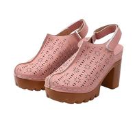 Women's Summer Sandals Roman Comfortable Wedge Sandals Heel Fish Mouth Platform Beach Shoes Beautiful Closed Toe Summer Shoes Fashionable Hollow, red, 5 UK
