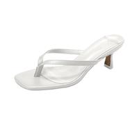 Women's Summer Sandals, Toe Separator, High Heel, Narrow Heel, Square Toe, Versatile Look, Comfortable Step Comfort Sandals for Outdoor, Holiday, Leisure & Everyday Use, White, 10 UK