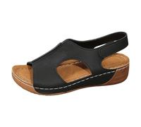 Women's Summer Sandals Wide Retro Platform Wedge Thick Sole Fish Mouth Look for Large Sizes, Women's Comfortable Summer Shoes for Outdoor, Holiday, Leisure and Everyday Use, 01 black, 8 UK