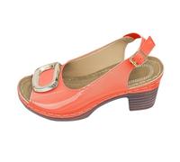 Women's Summer Sandals with Heel, Beach Sandals, Peep Toe High Heels, Casual Shoes, Non-Slip Beach Sandals with Adjustable Straps, Outdoor Sandals for Holidays and Beach, red, 5 UK
