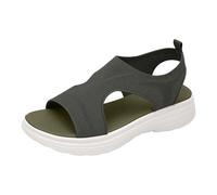 Women's Summer Sandals with Heel, Leisure Summer Shoes, Fish Mouth, Neckline, Crystal Trim, Low Heel, Comfortable Slip-On Comfort Sandals for Outdoor, Holiday, Leisure & Everyday Use, 03 Army Green, 7