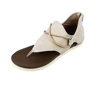 Women's Summer Sandals with Toe Separator Design, Sandals Flat Comfortable with Rear Zip, Concise Toe Post Sandals, Breathable Casual Sandals, Vintage Flip Flops, Z Beige, 6 UK