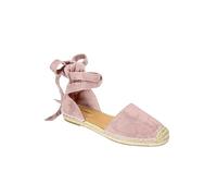 Women's Summer Sandals with Wedge Heel Flat Sandals Front Closed Strap Sandals Wrap Strap Walking Shoes Linen Braided Flat Sandals Leisure Sandals for City Commuting Outdoor, pink, 10 UK
