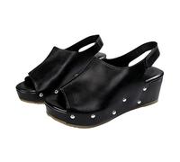 Women's Summer Sandals, Women's Sandals with Wedge Heel, Outdoor Sandals, Open Toe Women's Sandals, Comfortable Heel Shoes with Straps, Hiking Sandals for Outdoor, Everyday Use, black, 10 UK