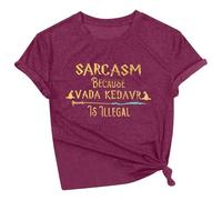 Women's Summer Sarcasm Because Avada Kedavra is Illegal Tee Shirts for Women Magic 2025 Casual Sports Tops Cute Letter Tshirt Loose Trendy Graphic Beach Tees Shirts Going Out Womens Wine