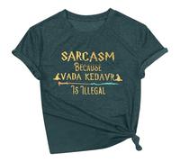 Womens Summer Sarcasm Because Avada Kedavra is Illegal Tshirt for Women Casual 2025 Loose Fit Athletic Tops Going Out Letter Tee Shirts Cute Magic Fashion T Shirts Trendy Graphic Dark Green