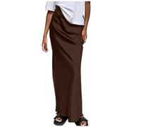 Women's Summer Satin Maxi Skirt - Fishtail, High Waist, Midi, Shiny, Sexy Wrap, Pencil Skirt - , Elegant Solid Color