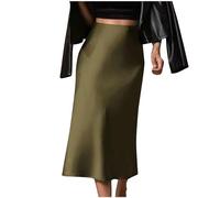 Women's Summer Satin Maxi Skirt - Fishtail Style for Party, High Waist, Hidden Elasticized Waistband, Shiny Sexy Wrap, Pencil, Elegant Solid Color - Ladies Midi Skirts