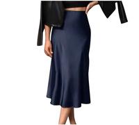 Women's Summer Satin Maxi Skirts Silk Satin Skirt Fishtail Skirt for Party Ladies High Waist Hidden Elasticized Waistband Midi Skirts Shiny Sexy Wrap Pencil Elegant Solid Color