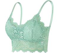 Women's Summer Sexy Lace Camisole Bra Plus Size Bandeau Underwear Wireless Padded Comfy Seamless Sports Bralette (Color : Mint Green, Size : M)